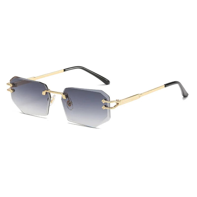 HBK Vintage Rimless Sunglasses Rectangle Frameless Glasses Women Men