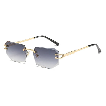 HBK Vintage Rimless Sunglasses Rectangle Frameless Glasses Women Men