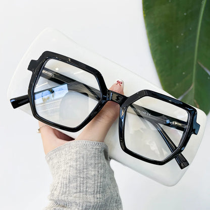 Anti Uv400 Outdoor Computer TR90 Spring Hinge Irregular Oversize Antireflet Lunettes Women Photochromic Blue Light Glasses Solid