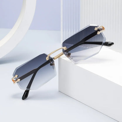 HBK Vintage Rimless Sunglasses Rectangle Frameless Glasses Women Men