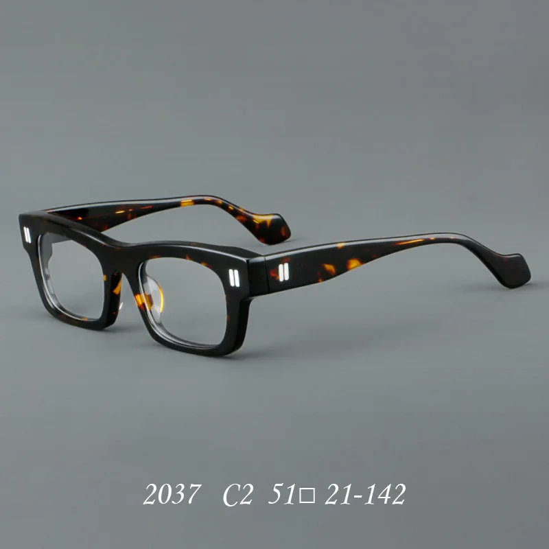 2037 Thick Square Acetate Glasses Frame Popular Casual Rivet Presbyopia Eyeglasses Men Women Retro Prescription Spectacle
