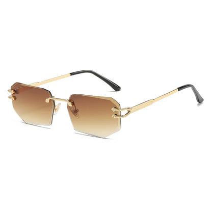 HBK Vintage Rimless Sunglasses Rectangle Frameless Glasses Women Men