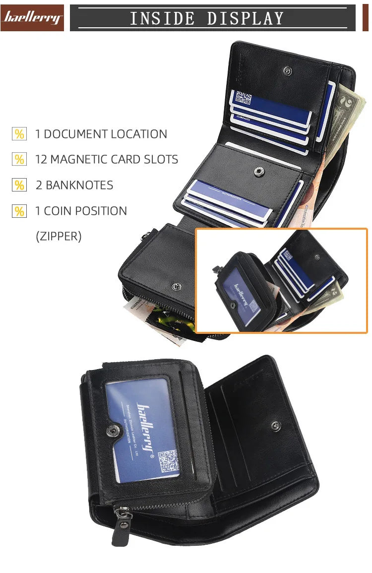 New PU Leather Men Wallets High Quality Zipper Short Desigh Card Holder Male Purse Vintage Coin Holder Men Wallets