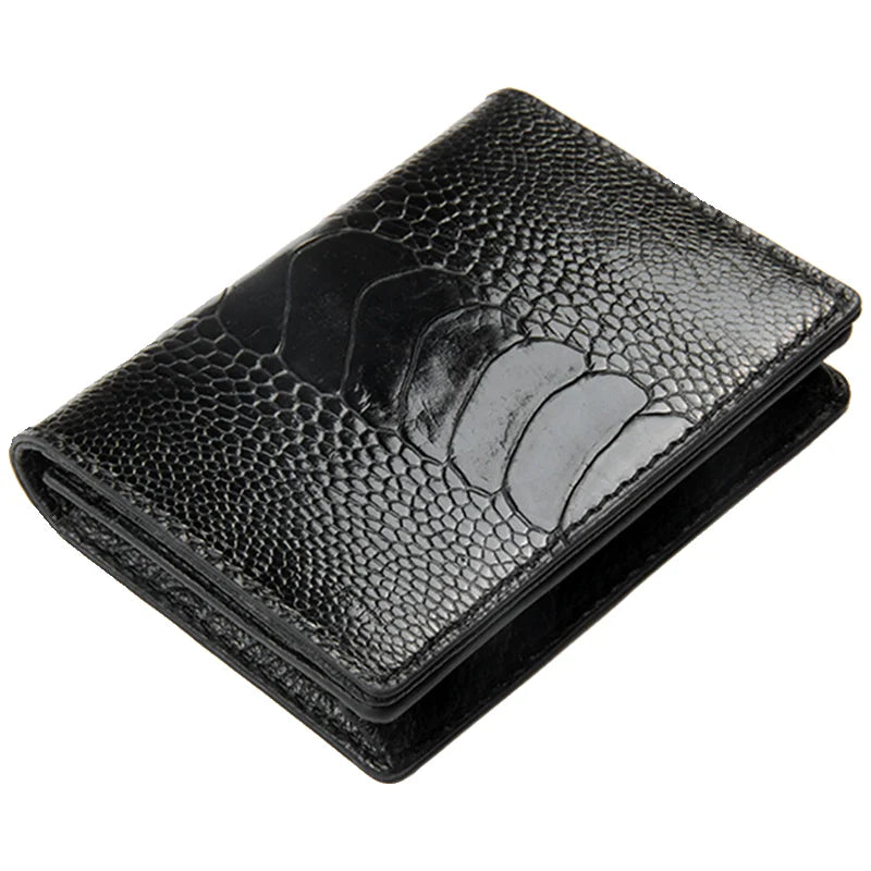 ODM Mini Cartera De Hombres Luxury High End Design Genuine Ostrich Leather Leg Skin Card Holder Wallet Vintage Smart Card Case