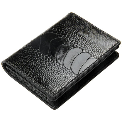 ODM Mini Cartera De Hombres Luxury High End Design Genuine Ostrich Leather Leg Skin Card Holder Wallet Vintage Smart Card Case