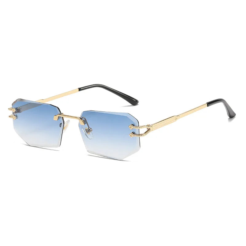 HBK Vintage Rimless Sunglasses Rectangle Frameless Glasses Women Men
