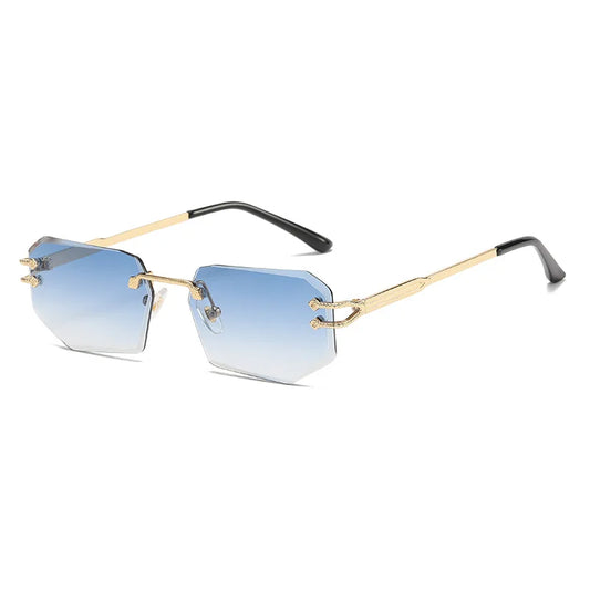 HBK Vintage Rimless Sunglasses Rectangle Frameless Glasses Women Men