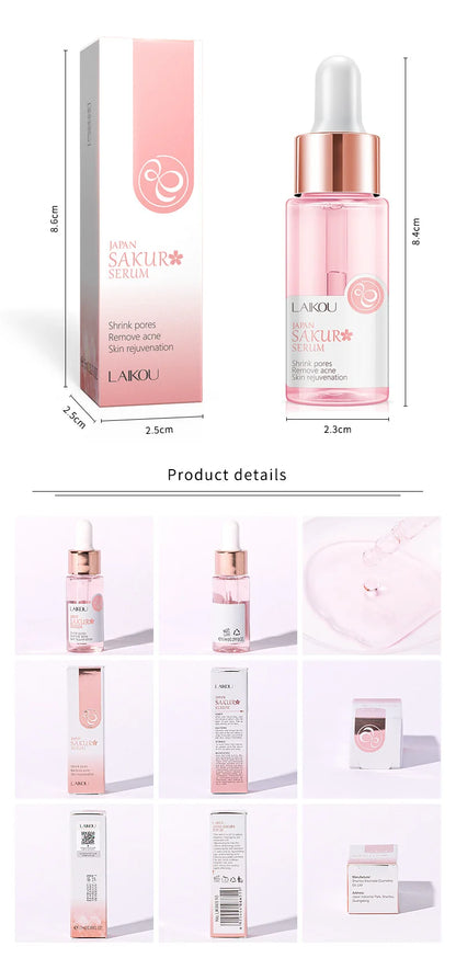 LAIKOU 17ML Japan Sakura Serum Nourish Essense Oil Control Pure 24K Gold Vitamin C Hyaluronic Acid Moisturing Skin Care Facecare