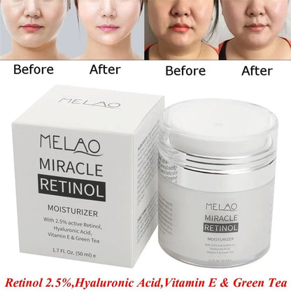 MELAO 2.5 Retinol Moisturizer Cream Hyaluronic Acid Anti Aging And Reduces Wrinkles And Fine Lines Day And Night Retinol Cream