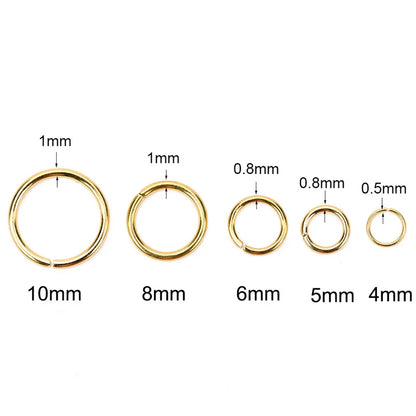 100pcs PVD Never Fade Stainless Steel Open Jump Rings 4/5/6/8/10mm Split Rings Connectors Necklace Bracelet Jewelry Accessories