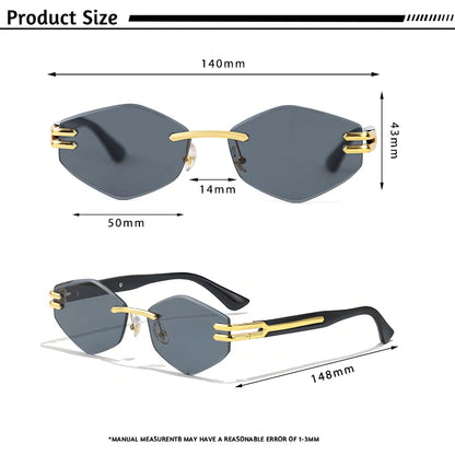 HBK Luxury Fashion Sunglasses Rimless Frameless Polygon Gradient Lens With UV400 Protection Custom Logo on Alloy Frame in Blue