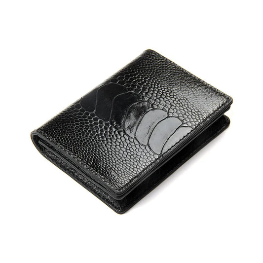 ODM Mini Cartera De Hombres Luxury High End Design Genuine Ostrich Leather Leg Skin Card Holder Wallet Vintage Smart Card Case