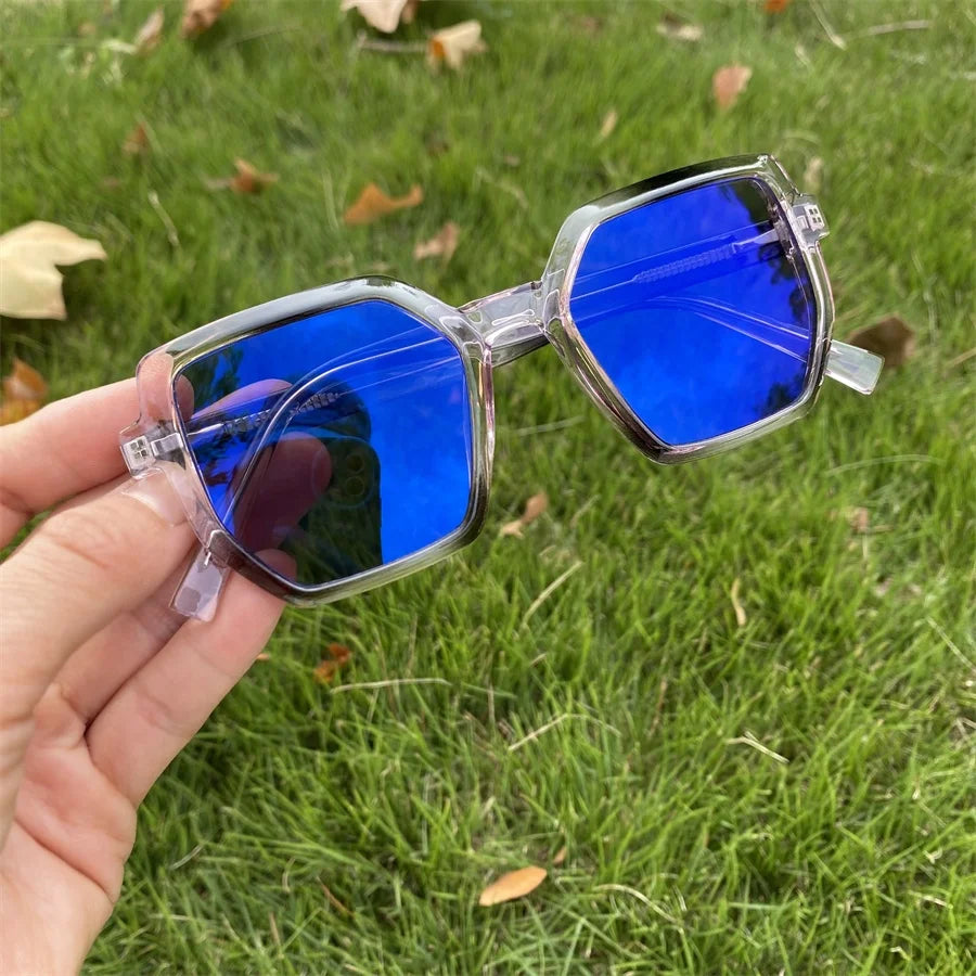 Anti Uv400 Outdoor Computer TR90 Spring Hinge Irregular Oversize Antireflet Lunettes Women Photochromic Blue Light Glasses Solid