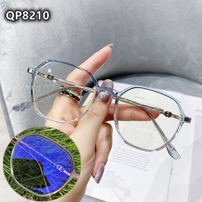 Anti Uv400 Outdoor Computer TR90 Spring Hinge Irregular Oversize Antireflet Lunettes Women Photochromic Blue Light Glasses Solid