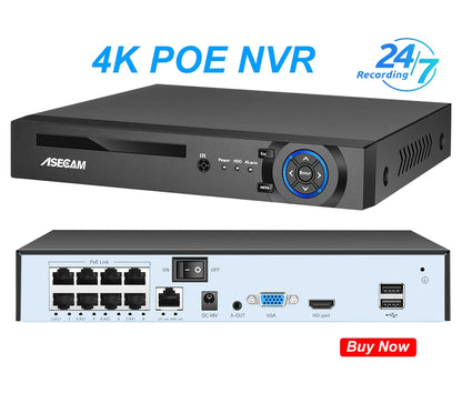 New 4K 8MP IP Camera Audio Outdoor POE H.265 Onvif Metal Bullet CCTV Home 4MP Color Night Vision Security Camera