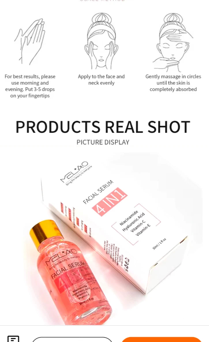MELAO 4 IN 1 Facial Serum 30ml | MELAO ৪-ইন-১ ফেসিয়াল সিরাম