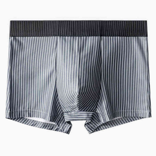 Men’s Cotton Striped Boxer Briefs — Breathable, Youthful, Mid-Rise | Sky Blue