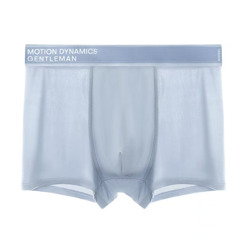 Men’s Sky Blue Ice Silk Boxer Shorts – Breathable, Antibacterial, All Seasons