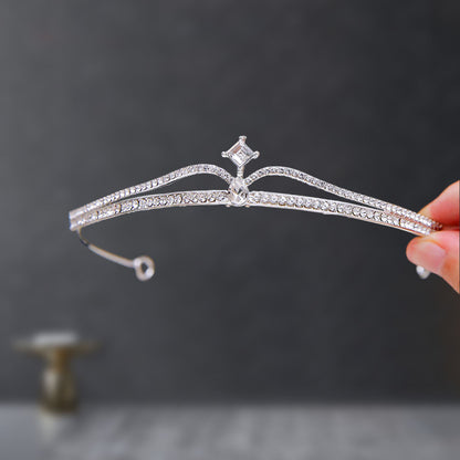 Bridal Crown Tiara Rhinestone Crown Wedding Dress Diamond Costume Eighteenth Birthday Coming-Of-Age Ceremony Birthday Princess Hair Accessory