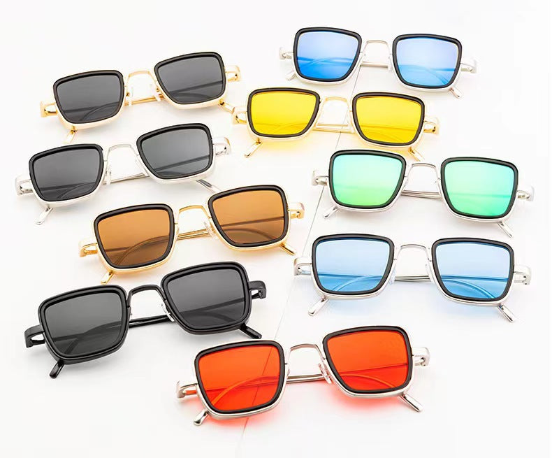 New Cross-Border Indian Style Sunglasses Square Frame Glasses Retro Thick Edge Metal Trendy Men's Sunglasses Wholesale 58157