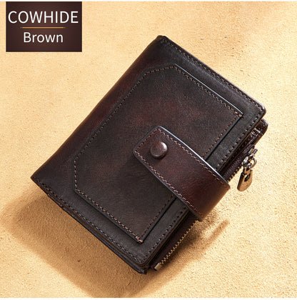 Men's wallet wholesale leather zipper short retro wallet RFID anti-theft foreign trade leather wallet manufacturers processing