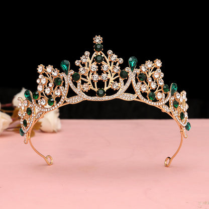 Super Fairy New Princess Sweet Bridal Crown Red Tiara Crystal Toast Clothing Hair Accessories 18Th Birthday Gift