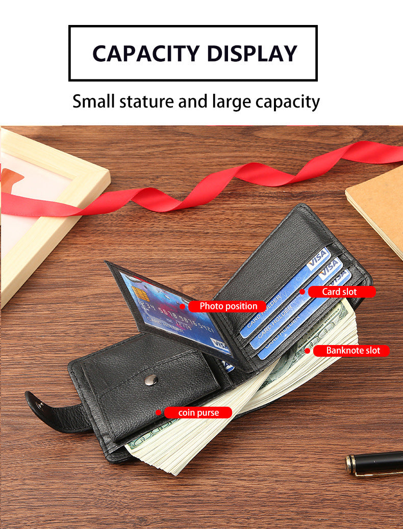 Cross-Border Dropshipping Manufacturer Wholesale Men's Wallet Pu Leather Short Zipper Buckle Wallet New Style Wallet Coin Purse