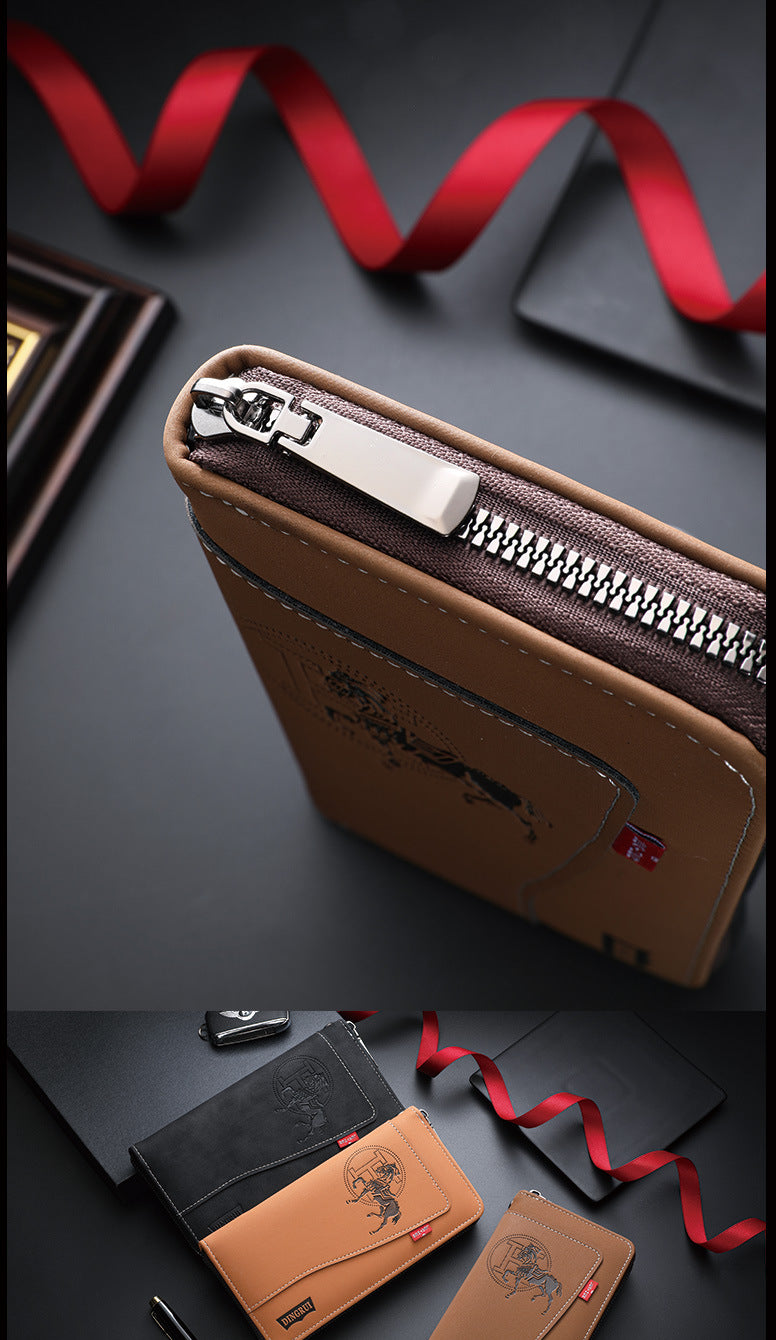 New crazy horse leather men's wallet European and American retro style PU zipper bag fashion short card bag change bag wholesale