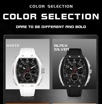 Ofns Fashion Watch Sports Waterproof Watch Barrel-Shaped Multi-Function Luminous Dual-Time Student Digital Watch
