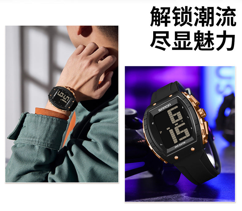Sanda Elderly Voice Time Watch Large Digital Screen Luminous Multi-Function Watch Waterproof Calendar Digital Watch