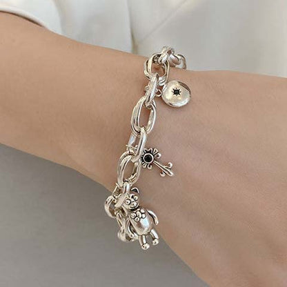 Six-pointed Star Old 925 Sterling Silver Bracelet Women's Autumn and Winter 2025 New Ins Niche Design Cold Style Couple Bracelet
