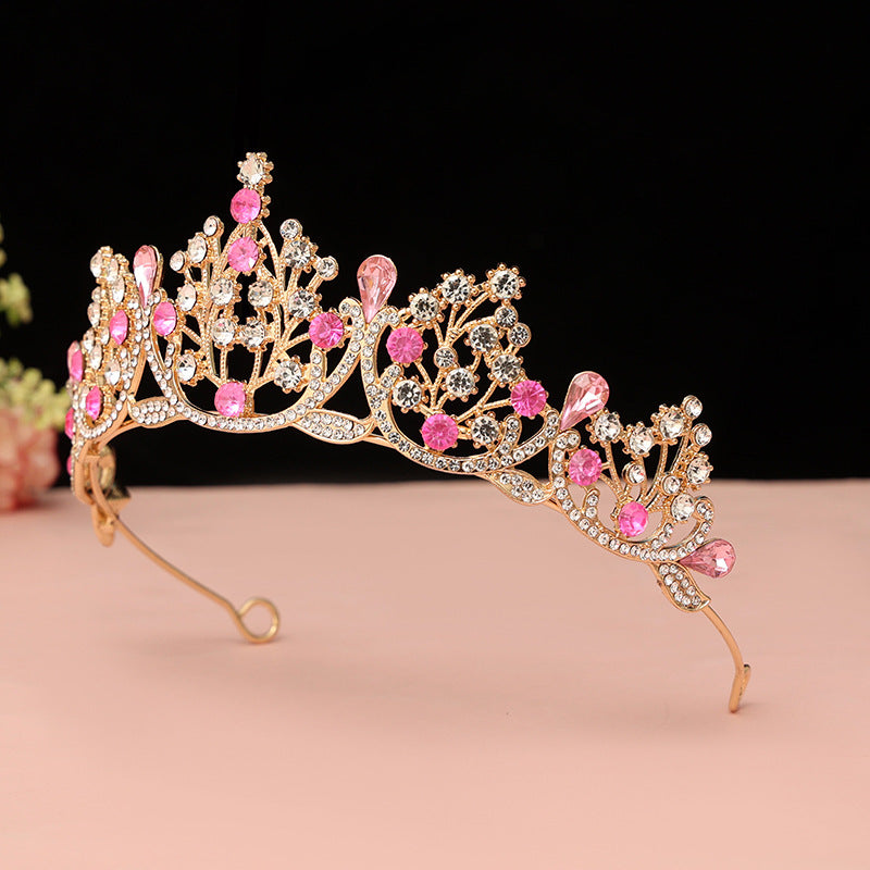 Super Fairy New Princess Sweet Bridal Crown Red Tiara Crystal Toast Clothing Hair Accessories 18Th Birthday Gift