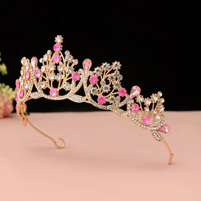 Super Fairy New Princess Sweet Bridal Crown Red Tiara Crystal Toast Clothing Hair Accessories 18Th Birthday Gift