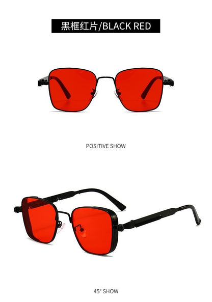 2025 New European and American Cross-Border Personalized Sunglasses Retro Square Frame Steam Metal Sunglasses Sun Protection High-End Sunglasses