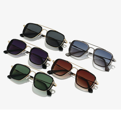 21 Amazon's New Popular European and American Punk Men's Sunglasses Pilot Square Frame Cross-Border Sunglasses Wholesale