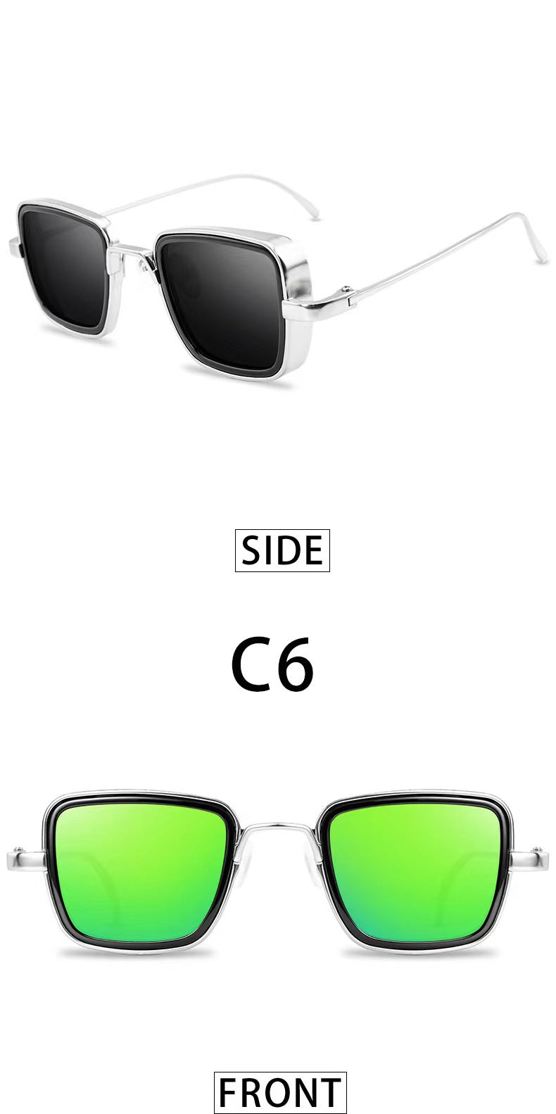 New Cross-Border Indian Style Sunglasses Square Frame Glasses Retro Thick Edge Metal Trendy Men's Sunglasses Wholesale 58157