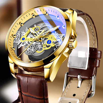 Cross-Border Dropshipping New Double-Sided Hollow Fully Automatic Movement Non-Mechanical Watch Tourbillon Watch Men's Waterproof