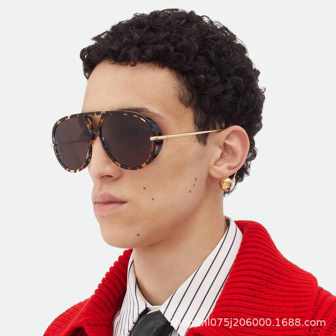 European and American Retro Large Frame Classic Double Beam Sunglasses New Personalized Outdoor Anti-ultraviolet Tide Men's and Women's Cross-border Sunglasses