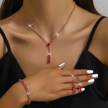 Factory Direct Approval Fashion Wedding Wedding Photography Accessories Earrings Necklace Bracelet Set Combination Multiple Choice