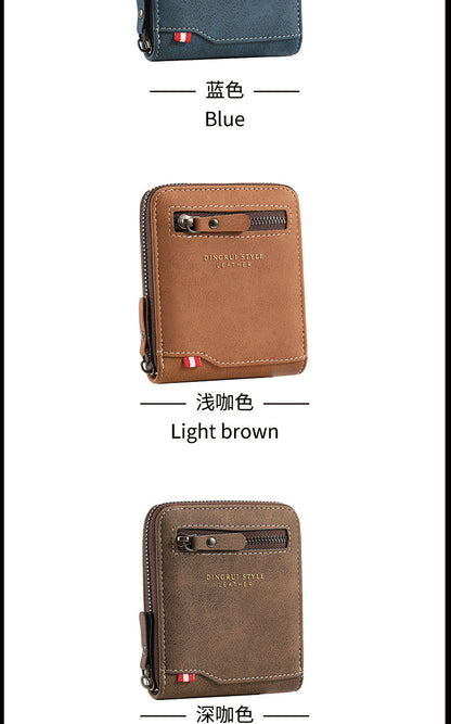 New business men's short wallet multi-card large capacity personality zipper ID bag carry wallet