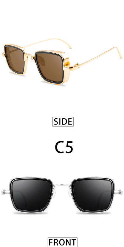 New Cross-Border Indian Style Sunglasses Square Frame Glasses Retro Thick Edge Metal Trendy Men's Sunglasses Wholesale 58157