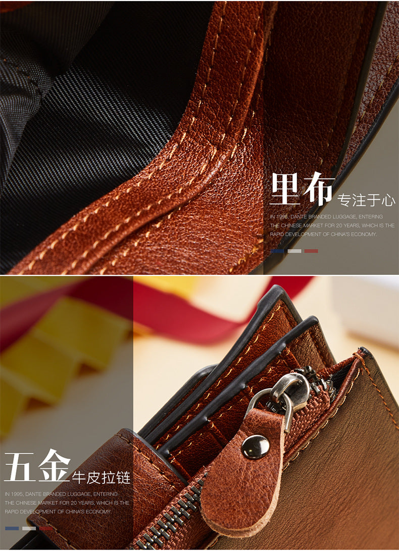 New men's wallet driver's license integrated first layer cowhide anti-theft credit card degaussing leather wallet cross-border explosions