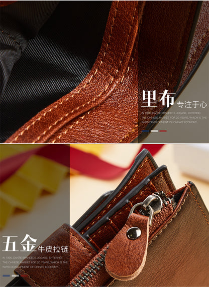 New men's wallet driver's license integrated first layer cowhide anti-theft credit card degaussing leather wallet cross-border explosions