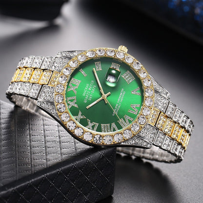 Tiktok Hot-Selling Fashion Casual Men's Watch Full Diamond Watch Men's Factory Price Direct Sale Complete Colors