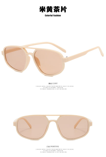 Trendy Oval Double-Bridge Sunglasses 2022 New Fashion Simple Retro Internet Celebrity Sunglasses for Women