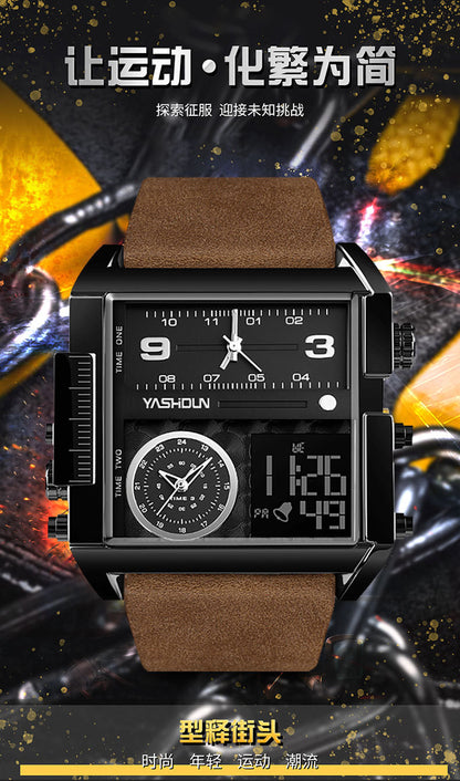 Multifunctional Sports Watch Men's Large Dial Digital Dual Display Electronic Watch Waterproof Belt Men's Watch Cross-border Foreign Trade Watch
