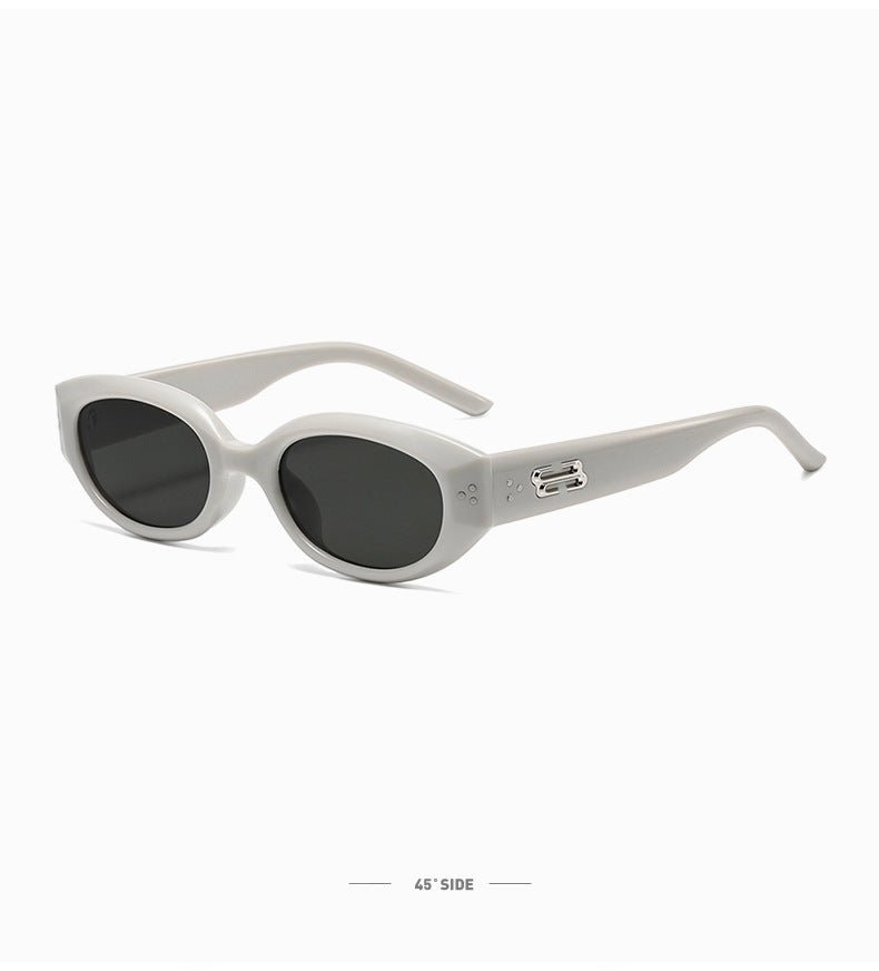Retro Black Frame Rice Nail Irregular gm Cat's Eye Sunglasses Men's 2025 New Fashionable Street Photoshoot Sunglasses Women's High-end Sense