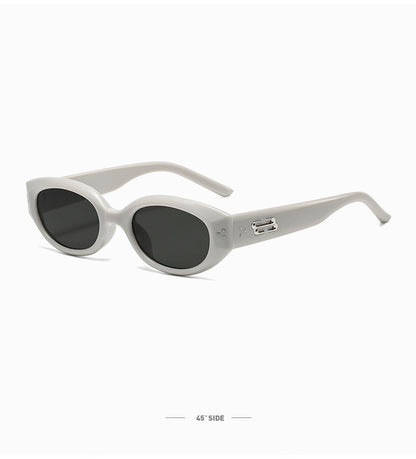 Retro Black Frame Rice Nail Irregular gm Cat's Eye Sunglasses Men's 2025 New Fashionable Street Photoshoot Sunglasses Women's High-end Sense