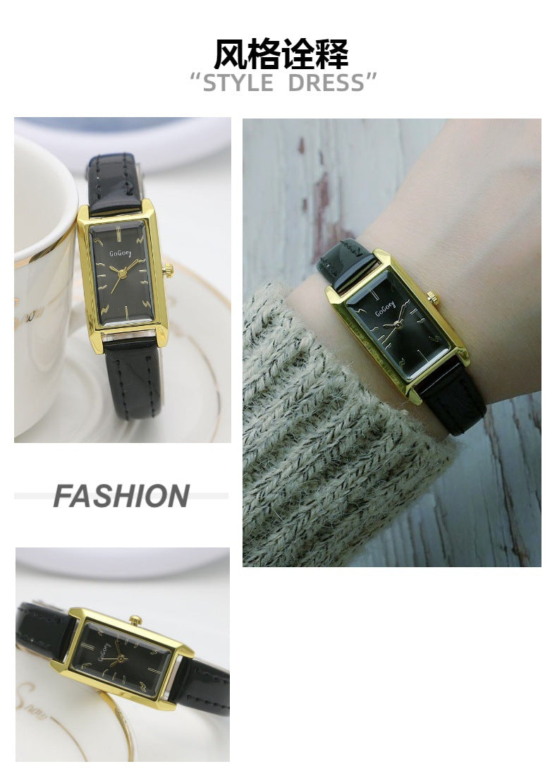 Small Rectangular Thin Strap Simple Women's Leather Strap Watch Trendy Leather Strap Watch Women's Quartz Watch 270