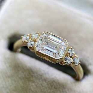 Shein supply inlaid high carbon Seiko quality princess square Paraíba ring female wholesale r8108